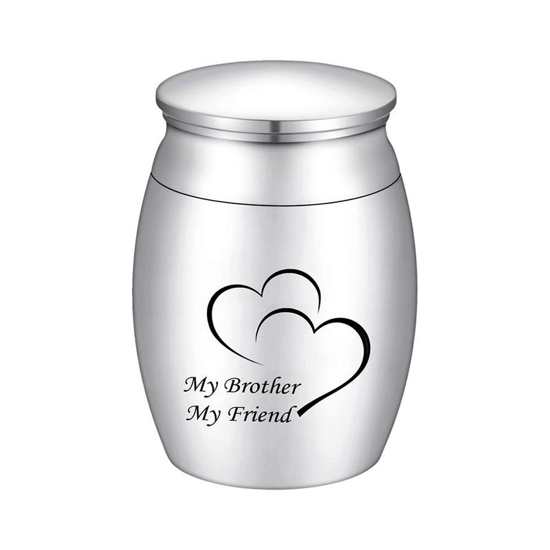 Dletay Small Keepsake Urns for Human Ashes Mini Cremation Urns for Ashes Stainless Steel Memorial Ashes Holder-My Brother My Friend - Image 1